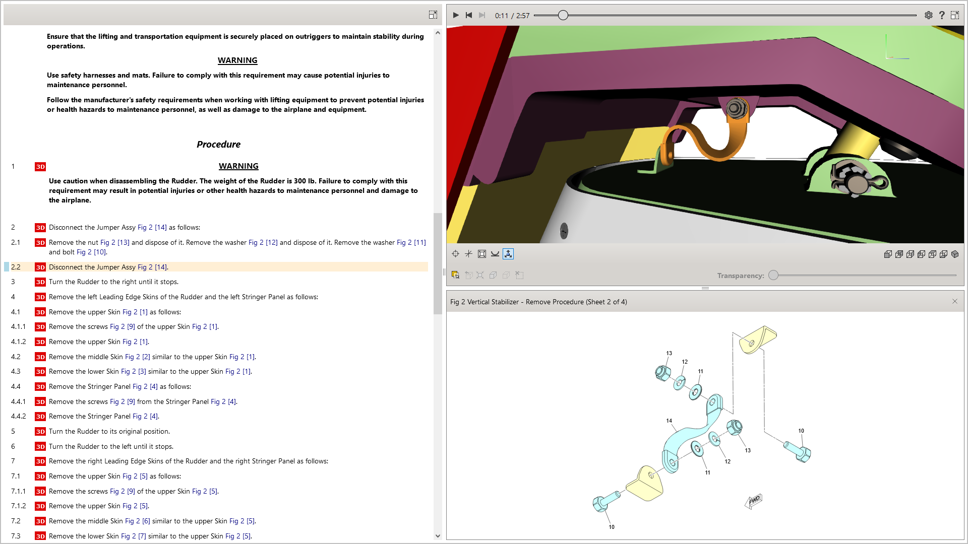 Simultaneous display of 3D animation and 2D illustration in a publication