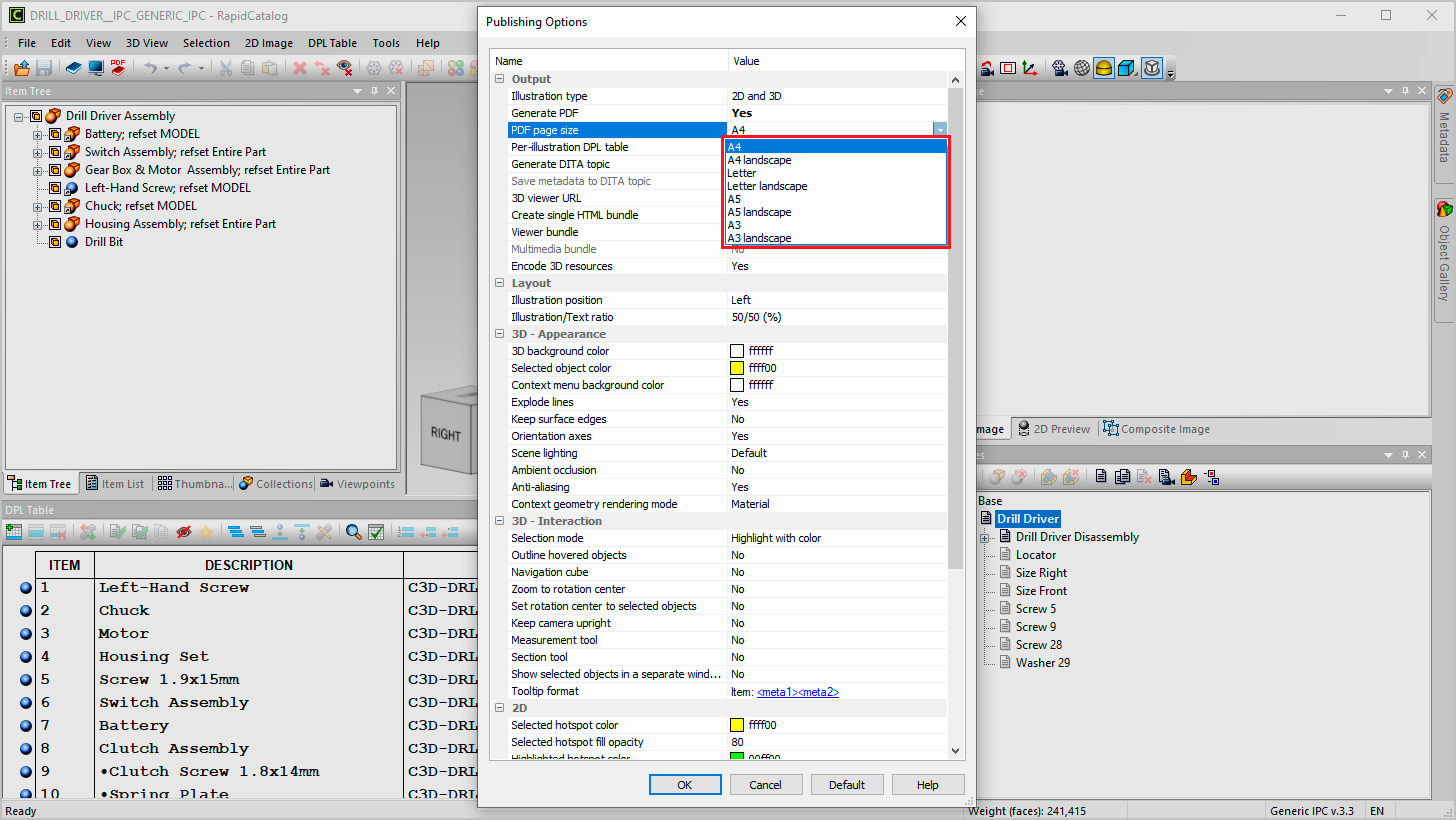 Configuring PDF page size in Generic specification components